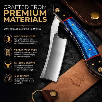 Professional straight razor with leather strop | 100% Stainless Steel
