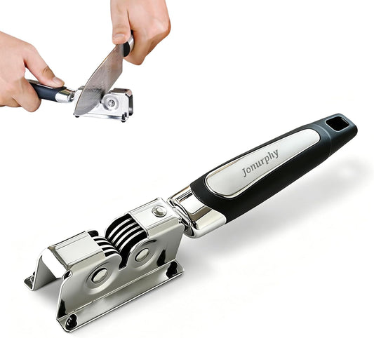Knife Sharpener, Kitchen Knife Sharpeners,Rotating Steel Wheel Sharpening Discs,Manual Knife Sharpening Tool for Kitchen,Home