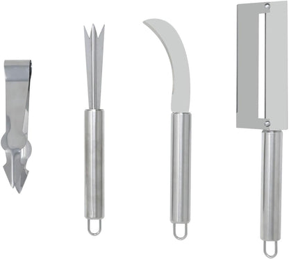 4PCS Stainless Steel Pineapple Peeler Tool Pineapple Eye Remover Pineapple Sugarcane Peeling Kinves for Home Kitchen Store Supermarket Fruit (4 Style)
