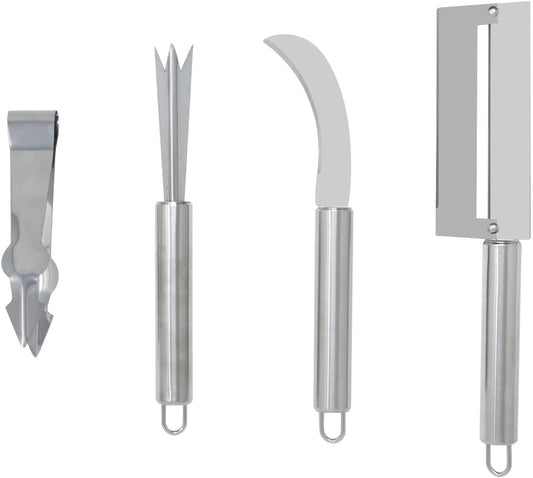 4PCS Stainless Steel Pineapple Peeler Tool Pineapple Eye Remover Pineapple Sugarcane Peeling Kinves for Home Kitchen Store Supermarket Fruit (4 Style)