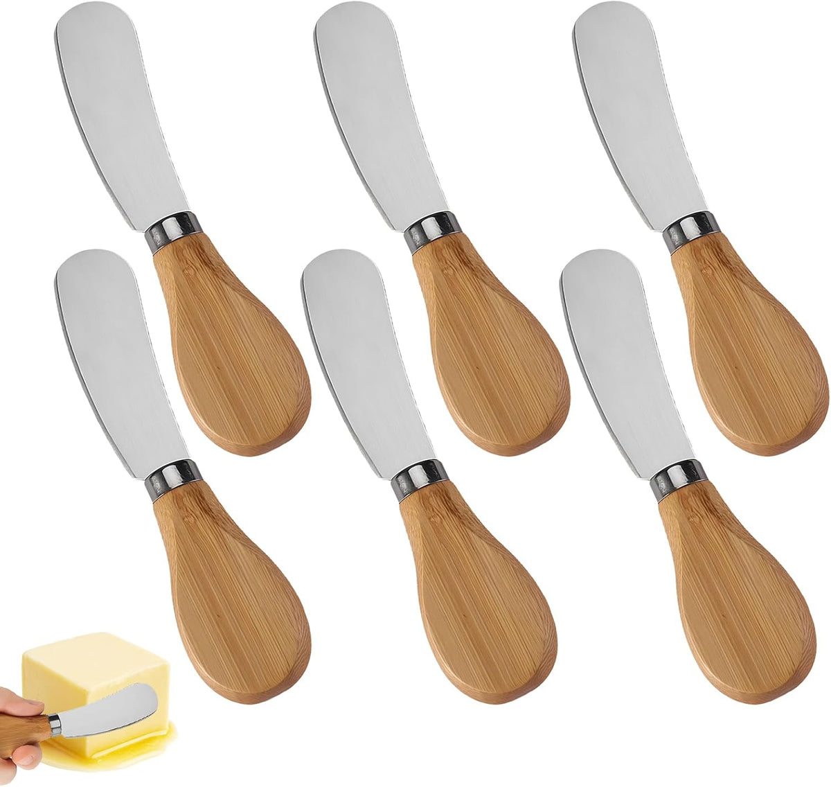 Cheese Spreader Knives,4 PCS Stainless Steel Butter Knife Spreader with Wooden Handle,Small Cheese Knives for Charcuterie Board