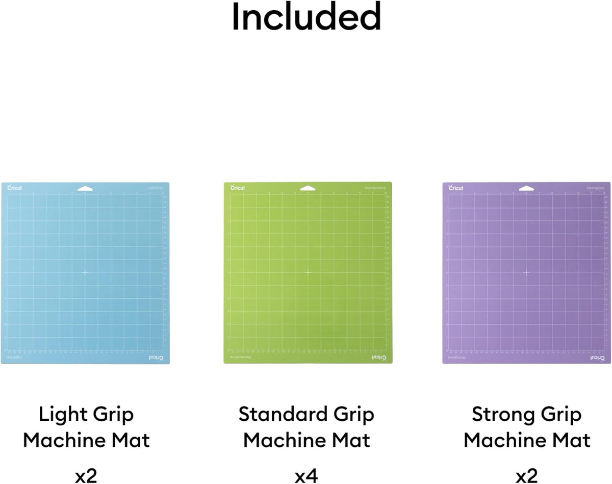 Cutting Mat Variety Pack (8 Count, 12in x 12in) | For Explore & Maker Machines - Includes 4 StandardGrip, 2 LightGrip, 2 StrongGrip
