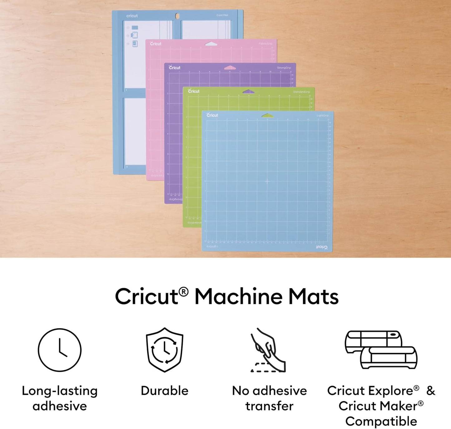 Cutting Mat Variety Pack (8 Count, 12in x 12in) | For Explore & Maker Machines - Includes 4 StandardGrip, 2 LightGrip, 2 StrongGrip