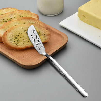 Spread Joy to the World Funny Butter Knife, Personalized Engraved Peanut Butter Spreader Cheese Knives, Novelty Anniversary Christmas Gifts for Sandwich Bread Toast Butter Lover