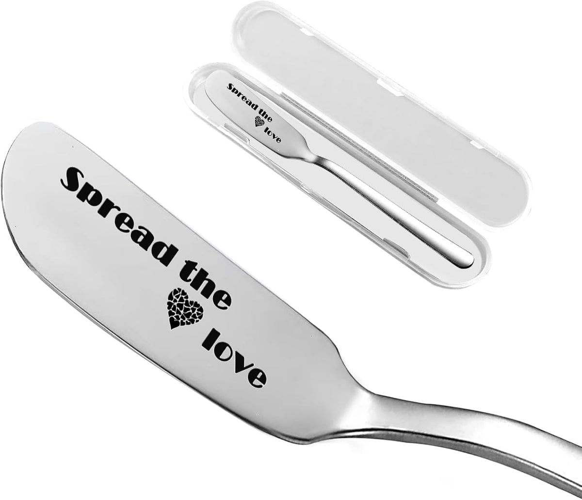 Spread Joy to the World Funny Butter Knife, Personalized Engraved Peanut Butter Spreader Cheese Knives, Novelty Anniversary Christmas Gifts for Sandwich Bread Toast Butter Lover