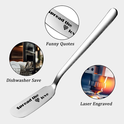 Spread Joy to the World Funny Butter Knife, Personalized Engraved Peanut Butter Spreader Cheese Knives, Novelty Anniversary Christmas Gifts for Sandwich Bread Toast Butter Lover