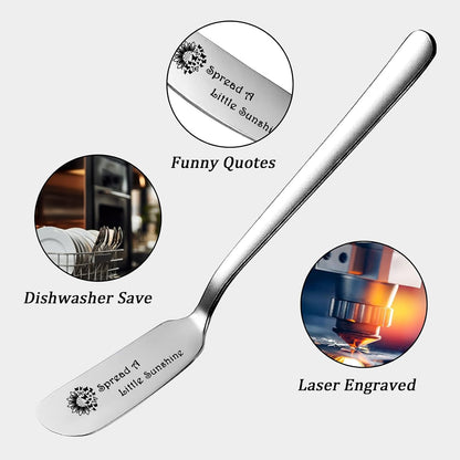 Spread Joy to the World Funny Butter Knife, Personalized Engraved Peanut Butter Spreader Cheese Knives, Novelty Anniversary Christmas Gifts for Sandwich Bread Toast Butter Lover