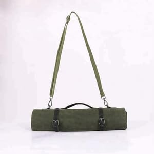 Chef Knife Roll Bag,Waxed Canvas Knife Bags with 10 Slots and 1 Zipper Pocket,Chef Bag for Chefs Professional Knife Roll Pouch with Shoulder Strap (Brown)