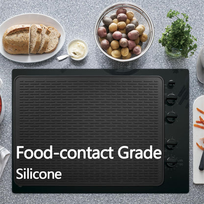 Stove Top Cover for Electric Stove - Food Grade Ceramic Stove top Cover,Silicone XXL Dish Drying Mat, Glass Cooktop Covers, Flat RV Range top Mats (Black,28x20)