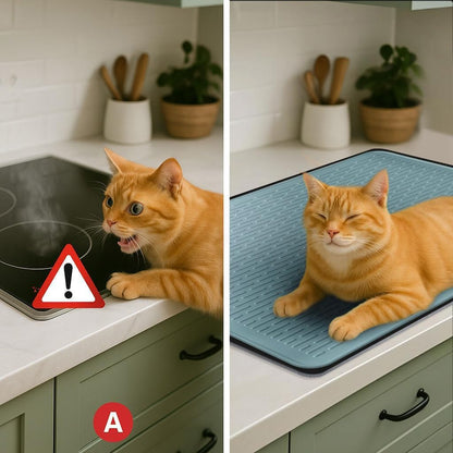 Stove Top Cover for Electric Stove - Food Grade Ceramic Stove top Cover,Silicone XXL Dish Drying Mat, Glass Cooktop Covers, Flat RV Range top Mats (Black,28x20)