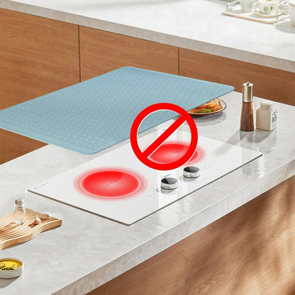 Stove Top Cover for Electric Stove - Food Grade Ceramic Stove top Cover,Silicone XXL Dish Drying Mat, Glass Cooktop Covers, Flat RV Range top Mats (Black,28x20)