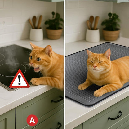 Stove Top Cover for Electric Stove - Food Grade Ceramic Stove top Cover,Silicone XXL Dish Drying Mat, Glass Cooktop Covers, Flat RV Range top Mats (Black,28x20)