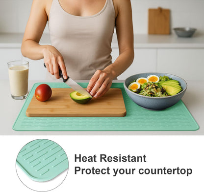Stove Top Cover for Electric Stove - Food Grade Ceramic Stove top Cover,Silicone XXL Dish Drying Mat, Glass Cooktop Covers, Flat RV Range top Mats (Black,28x20)