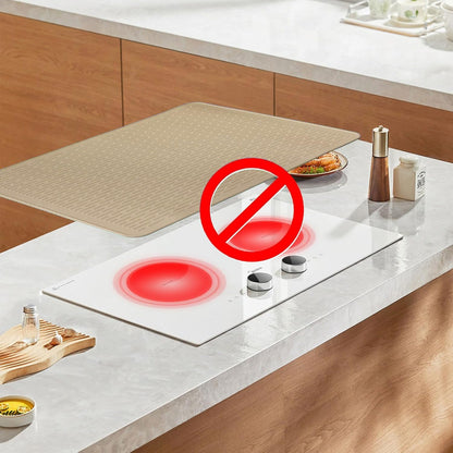Stove Top Cover for Electric Stove - Food Grade Ceramic Stove top Cover,Silicone XXL Dish Drying Mat, Glass Cooktop Covers, Flat RV Range top Mats (Black,28x20)