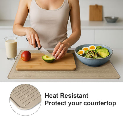 Stove Top Cover for Electric Stove - Food Grade Ceramic Stove top Cover,Silicone XXL Dish Drying Mat, Glass Cooktop Covers, Flat RV Range top Mats (Black,28x20)