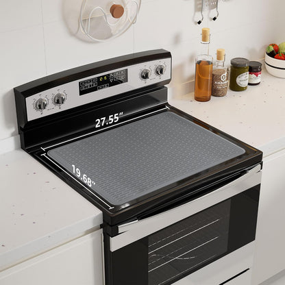 Stove Top Cover for Electric Stove - Food Grade Ceramic Stove top Cover,Silicone XXL Dish Drying Mat, Glass Cooktop Covers, Flat RV Range top Mats (Black,28x20)