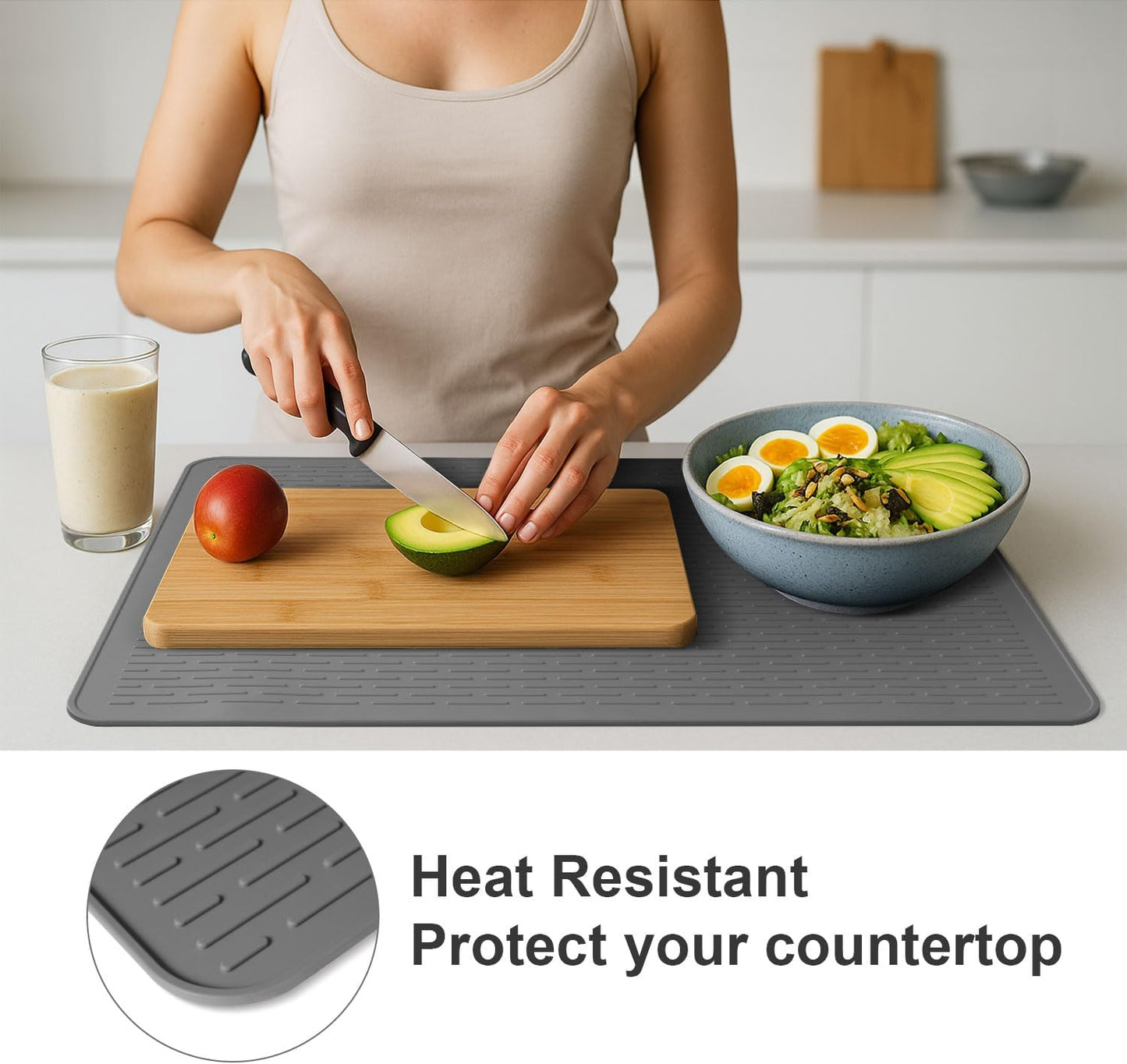 Stove Top Cover for Electric Stove - Food Grade Ceramic Stove top Cover,Silicone XXL Dish Drying Mat, Glass Cooktop Covers, Flat RV Range top Mats (Black,28x20)