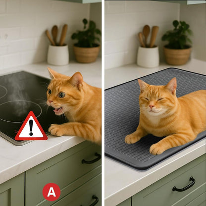 Stove Top Cover for Electric Stove - Food Grade Ceramic Stove top Cover,Silicone XXL Dish Drying Mat, Glass Cooktop Covers, Flat RV Range top Mats (Black,28x20)