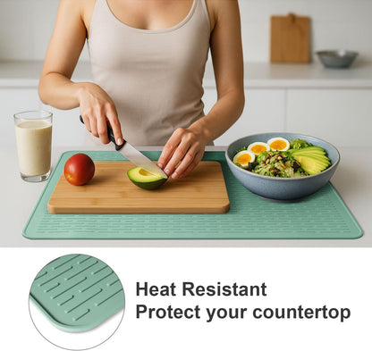 Stove Top Cover for Electric Stove - Food Grade Ceramic Stove top Cover,Silicone XXL Dish Drying Mat, Glass Cooktop Covers, Flat RV Range top Mats (Black,28x20)