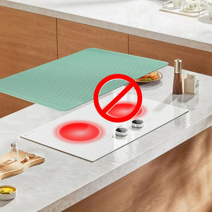 Stove Top Cover for Electric Stove - Food Grade Ceramic Stove top Cover,Silicone XXL Dish Drying Mat, Glass Cooktop Covers, Flat RV Range top Mats (Black,28x20)