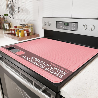 Stove Top Cover for Electric Stove - Food Grade Ceramic Stove top Cover,Silicone XXL Dish Drying Mat, Glass Cooktop Covers, Flat RV Range top Mats (Black,28x20)