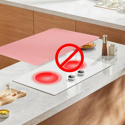 Stove Top Cover for Electric Stove - Food Grade Ceramic Stove top Cover,Silicone XXL Dish Drying Mat, Glass Cooktop Covers, Flat RV Range top Mats (Black,28x20)