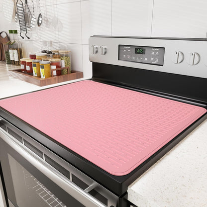 Stove Top Cover for Electric Stove - Food Grade Ceramic Stove top Cover,Silicone XXL Dish Drying Mat, Glass Cooktop Covers, Flat RV Range top Mats (Black,28x20)