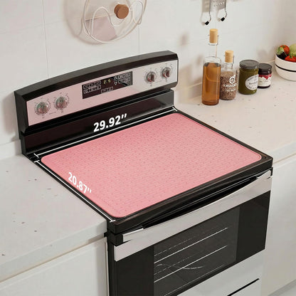 Stove Top Cover for Electric Stove - Food Grade Ceramic Stove top Cover,Silicone XXL Dish Drying Mat, Glass Cooktop Covers, Flat RV Range top Mats (Black,28x20)
