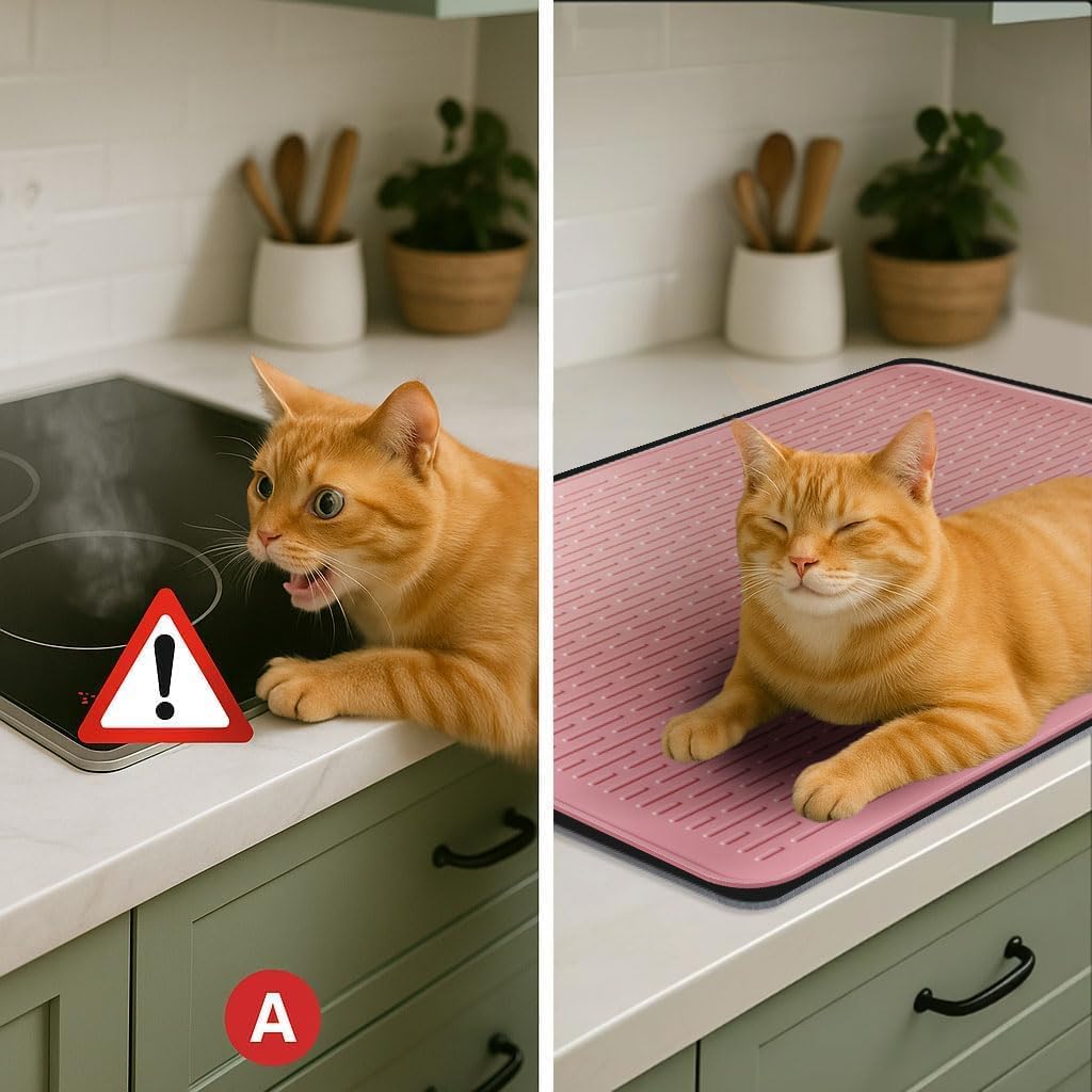 Stove Top Cover for Electric Stove - Food Grade Ceramic Stove top Cover,Silicone XXL Dish Drying Mat, Glass Cooktop Covers, Flat RV Range top Mats (Black,28x20)