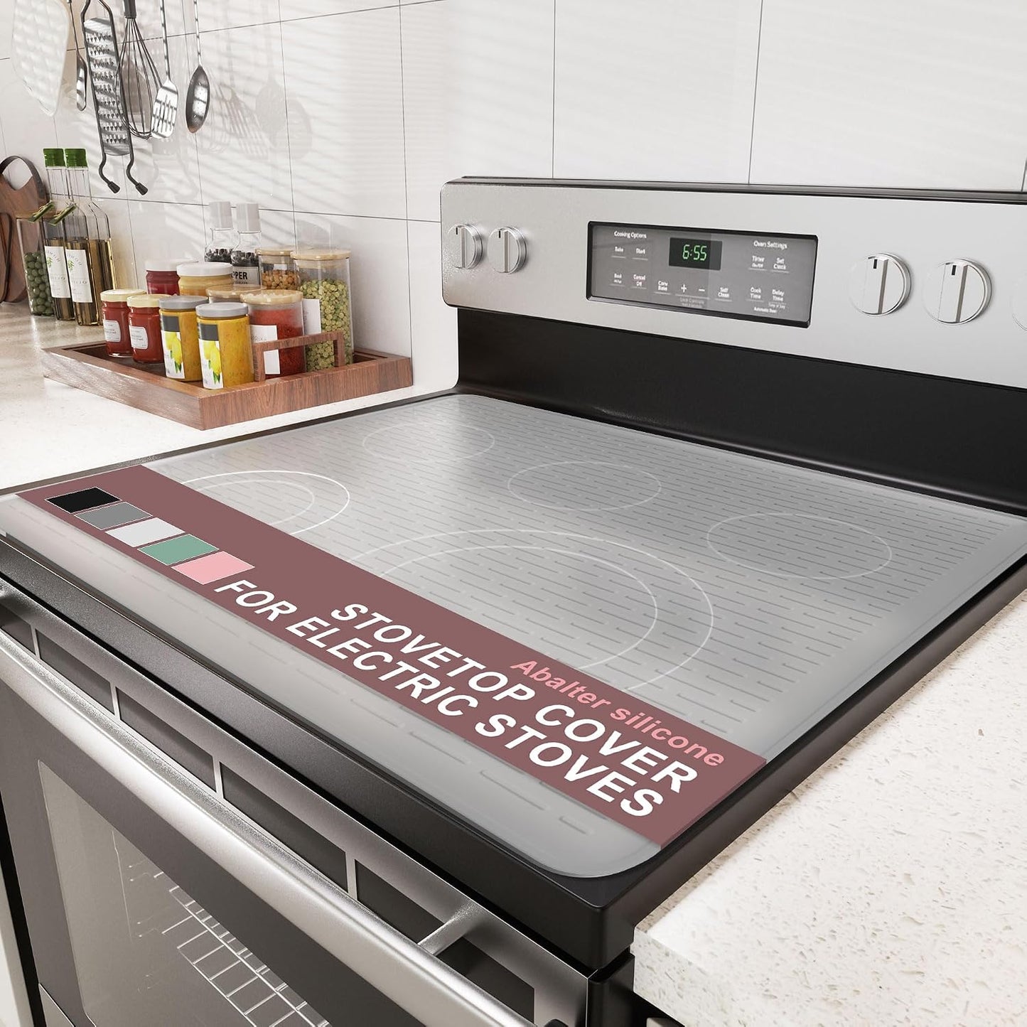 Stove Top Cover for Electric Stove - Food Grade Ceramic Stove top Cover,Silicone XXL Dish Drying Mat, Glass Cooktop Covers, Flat RV Range top Mats (Black,28x20)