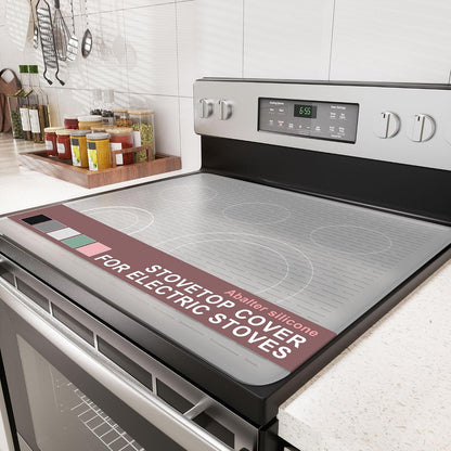 Stove Top Cover for Electric Stove - Food Grade Ceramic Stove top Cover,Silicone XXL Dish Drying Mat, Glass Cooktop Covers, Flat RV Range top Mats (Black,28x20)