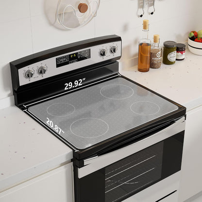 Stove Top Cover for Electric Stove - Food Grade Ceramic Stove top Cover,Silicone XXL Dish Drying Mat, Glass Cooktop Covers, Flat RV Range top Mats (Black,28x20)
