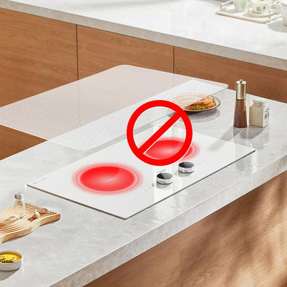 Stove Top Cover for Electric Stove - Food Grade Ceramic Stove top Cover,Silicone XXL Dish Drying Mat, Glass Cooktop Covers, Flat RV Range top Mats (Black,28x20)