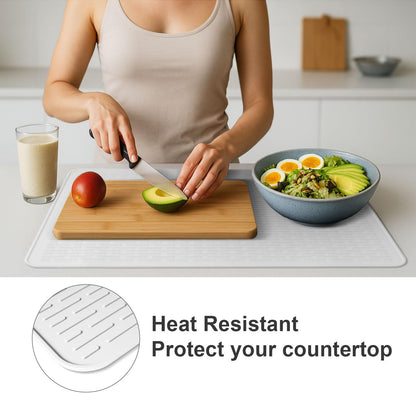 Stove Top Cover for Electric Stove - Food Grade Ceramic Stove top Cover,Silicone XXL Dish Drying Mat, Glass Cooktop Covers, Flat RV Range top Mats (Black,28x20)