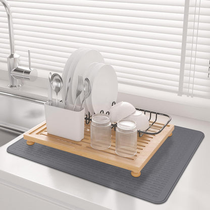 Stove Top Cover for Electric Stove - Food Grade Ceramic Stove top Cover,Silicone XXL Dish Drying Mat, Glass Cooktop Covers, Flat RV Range top Mats (Black,28x20)