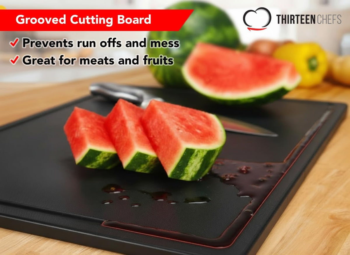 18x12 White Cutting Board with Groove, 1/2" Thick Plastic