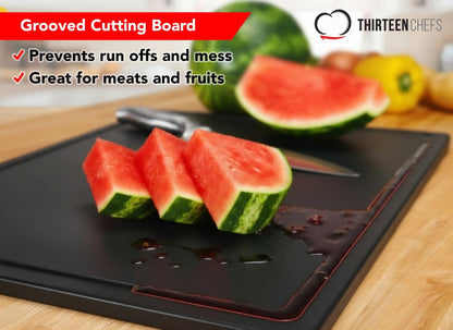 18x12 White Cutting Board with Groove, 1/2" Thick Plastic