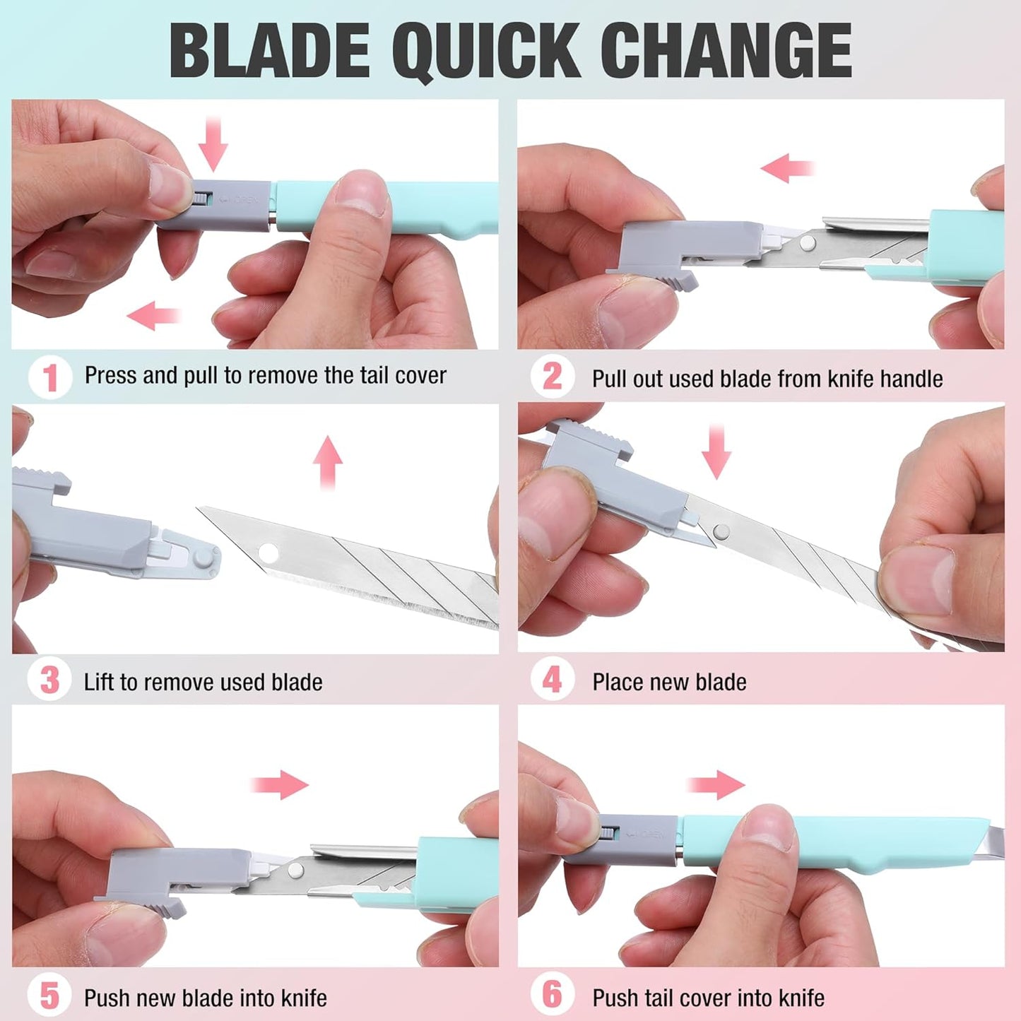 Premium Utility Knife Retractable Snap-off blade, Gift for Men/Women Heavy Duty Box Cutter Set, Razor Knife Exacto Craft Knives, with 10 Extra 9mm Blades, Pack of 3