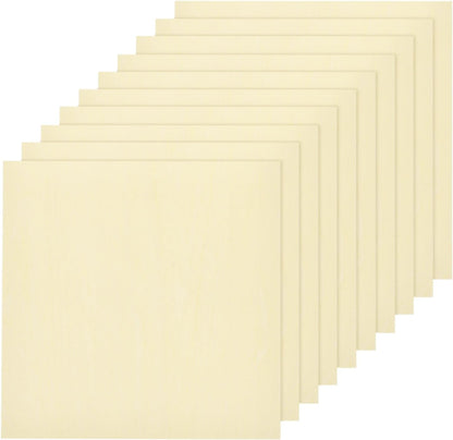 10pcs Basswood Sheet 4 x 4 x 3/8 Inch Unfinished Wood Boards Plywood for Crafts Laser Cutting with Smooth Surfaces