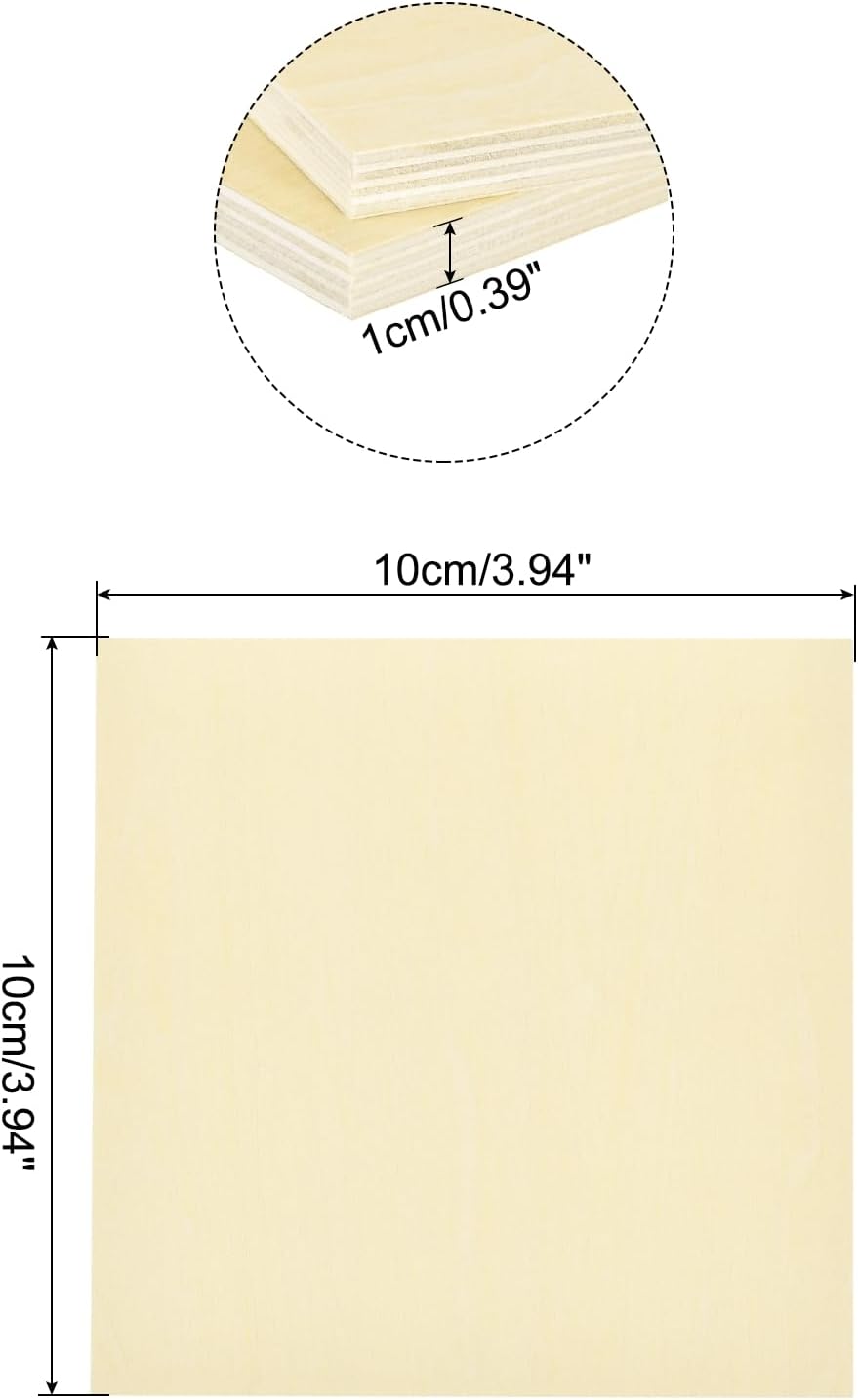 10pcs Basswood Sheet 4 x 4 x 3/8 Inch Unfinished Wood Boards Plywood for Crafts Laser Cutting with Smooth Surfaces