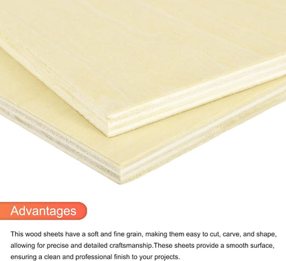 10pcs Basswood Sheet 4 x 4 x 3/8 Inch Unfinished Wood Boards Plywood for Crafts Laser Cutting with Smooth Surfaces