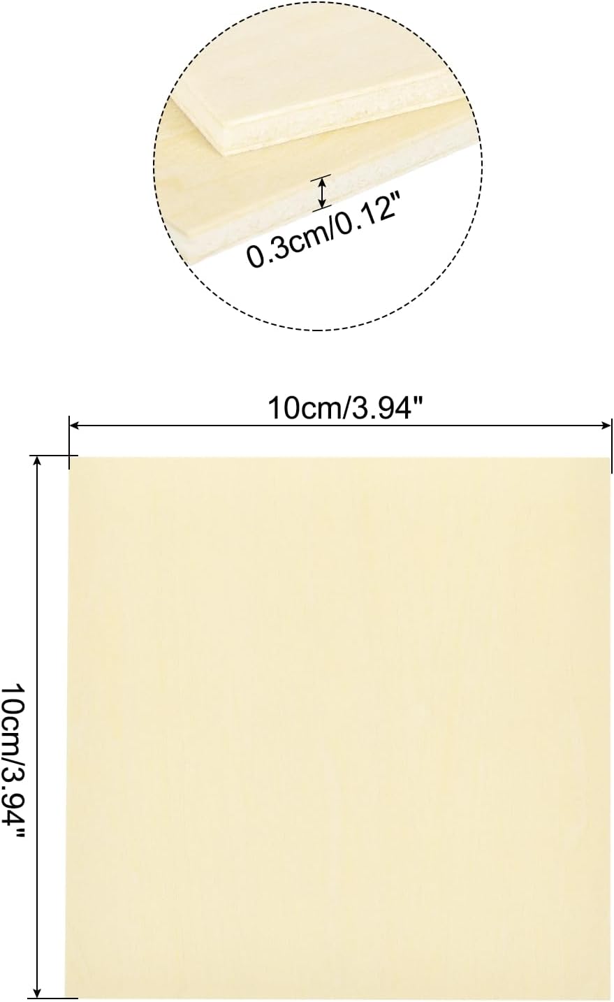 10pcs Basswood Sheet 4 x 4 x 3/8 Inch Unfinished Wood Boards Plywood for Crafts Laser Cutting with Smooth Surfaces
