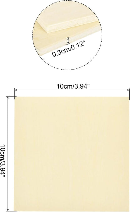 10pcs Basswood Sheet 4 x 4 x 3/8 Inch Unfinished Wood Boards Plywood for Crafts Laser Cutting with Smooth Surfaces