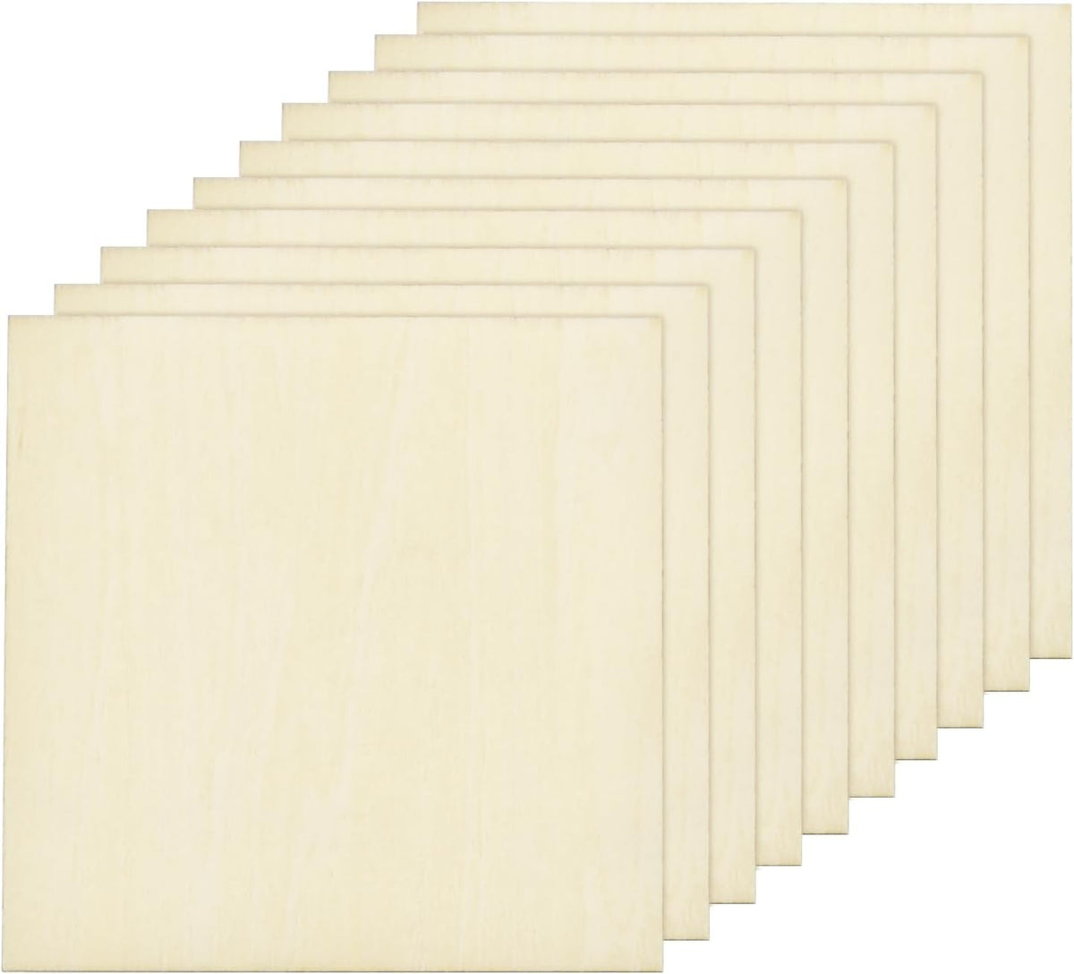 10pcs Basswood Sheet 4 x 4 x 3/8 Inch Unfinished Wood Boards Plywood for Crafts Laser Cutting with Smooth Surfaces