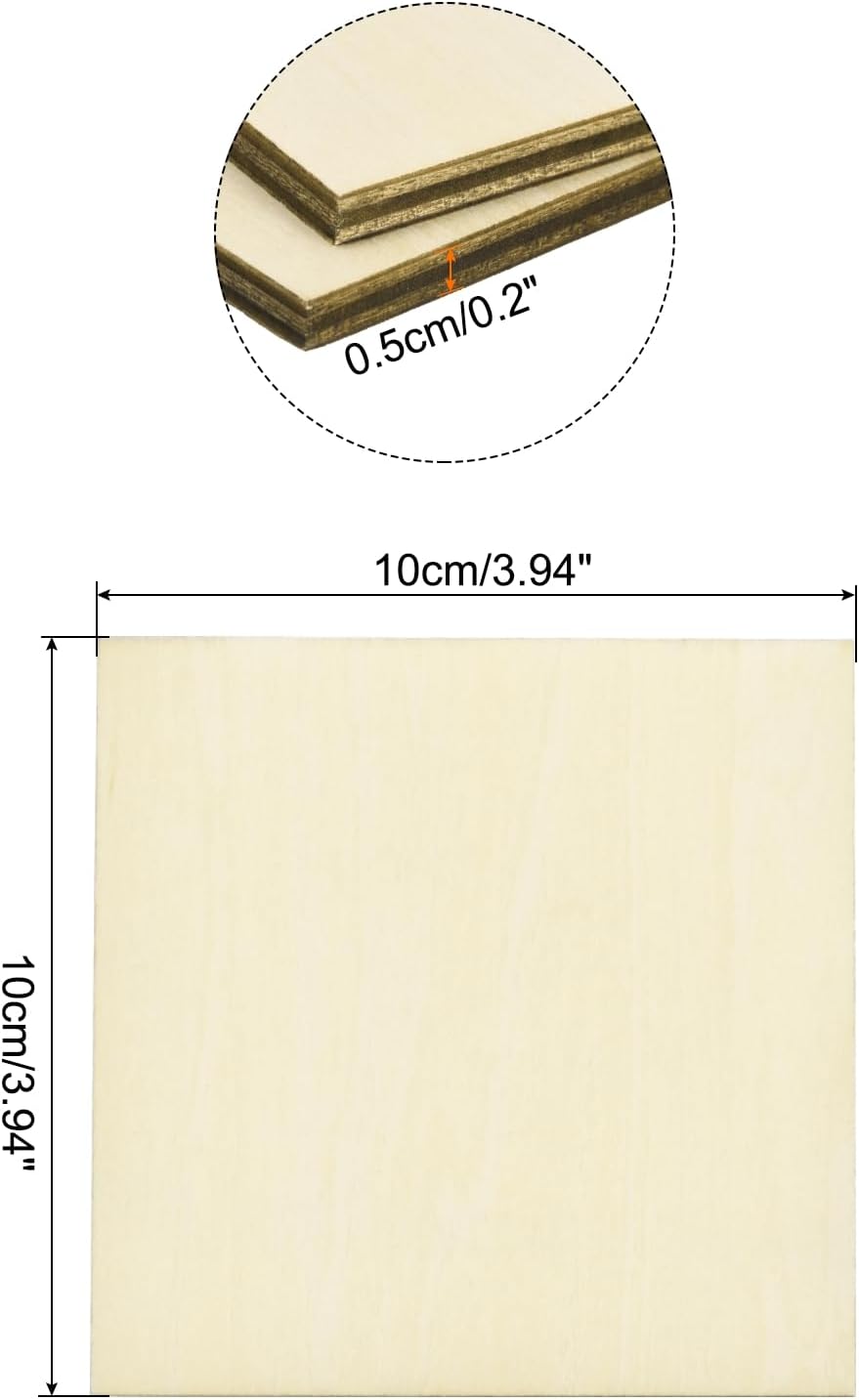 10pcs Basswood Sheet 4 x 4 x 3/8 Inch Unfinished Wood Boards Plywood for Crafts Laser Cutting with Smooth Surfaces