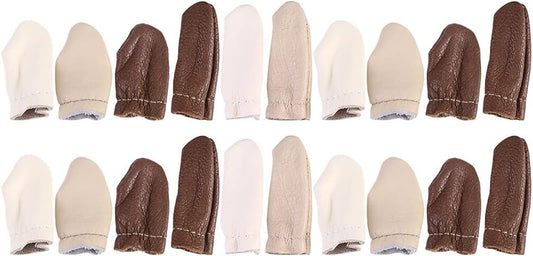 Leather Finger Cots, 40 pcs Leather Thimble Cut Resistant Finger Cots Protector for Sewing for Kitchen, Work, Sculpture, Reusable -Random Color