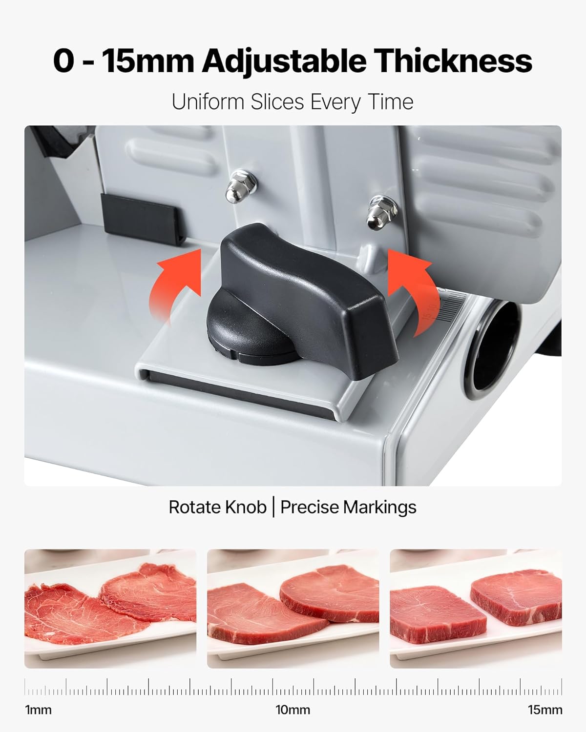 Commercial Meat Slicer, 320W Electric Deli Slicer Machine with 10 inch SUS420 Blade, 0-0.4 inch Adjustable Thickness, for Frozen Meat, Ham, Baguett, Steak