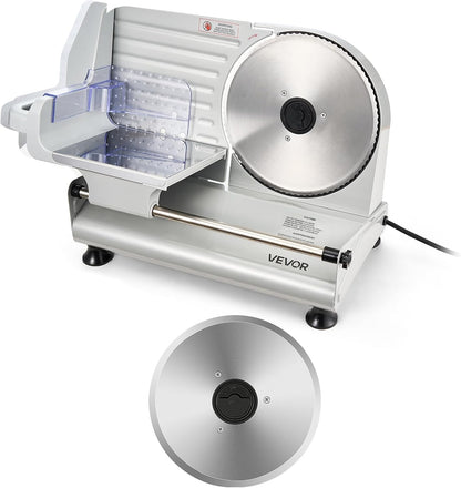 Commercial Meat Slicer, 320W Electric Deli Slicer Machine with 10 inch SUS420 Blade, 0-0.4 inch Adjustable Thickness, for Frozen Meat, Ham, Baguett, Steak