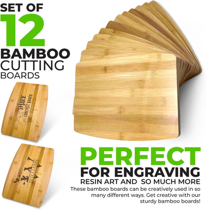 Bulk Plain Bamboo Cutting Board (Set of 12) | For Customized, Personalized Engraving Purpose | Wholesale Premium Blank Bamboo Board (Rectangular 12" X 9")