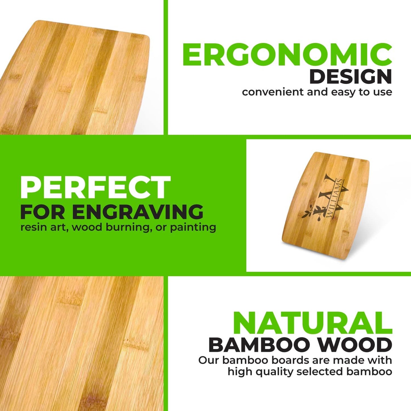 Bulk Plain Bamboo Cutting Board (Set of 12) | For Customized, Personalized Engraving Purpose | Wholesale Premium Blank Bamboo Board (Rectangular 12" X 9")